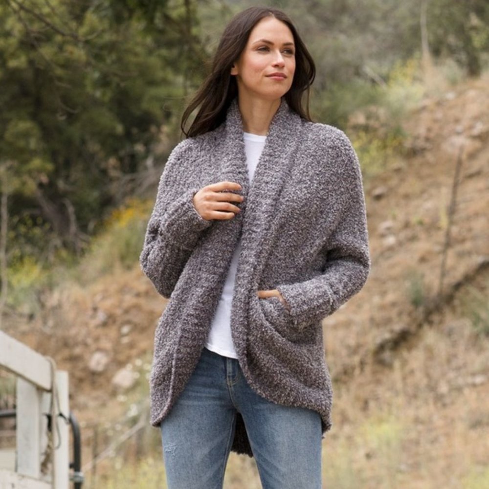 Barefoot Dreams Cozy Chic Cocoon Cardi Cardigan  Grey Sweater Size Medium